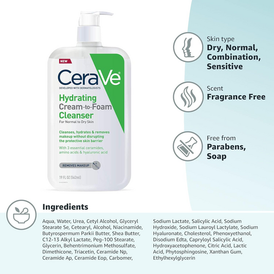 CeraVe Hydrating Cream-to-Foam Cleanser 236ml
